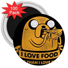 Adventure Time Jake  I Love Food 3  Magnets (100 Pack)