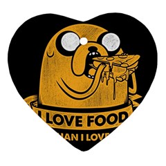 Adventure Time Jake  I Love Food Heart Ornament (two Sides)