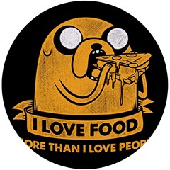 Adventure Time Jake  I Love Food Uv Print Round Tile Coaster by Sarkoni