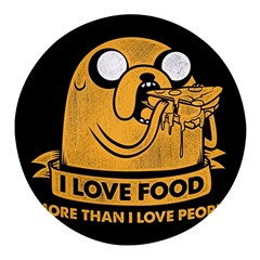 Adventure Time Jake  I Love Food Round Glass Fridge Magnet (4 pack)