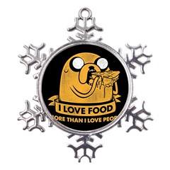 Adventure Time Jake  I Love Food Metal Large Snowflake Ornament