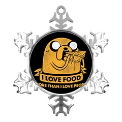 Adventure Time Jake  I Love Food Metal Small Snowflake Ornament