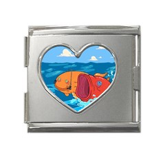 Adventure Time Fish Landscape Mega Link Heart Italian Charm (18mm) by Sarkoni