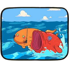 Adventure Time Fish Landscape Two Sides Fleece Blanket (mini)