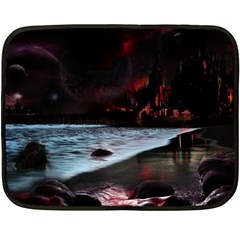 Artistic Creepy Dark Evil Fantasy Halloween Horror Psychedelic Scary Spooky Two Sides Fleece Blanket (mini)