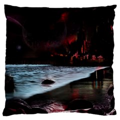 Artistic Creepy Dark Evil Fantasy Halloween Horror Psychedelic Scary Spooky Large Premium Plush Fleece Cushion Case (two Sides)