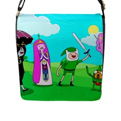 Adventure Time The Legend Of Zelda Parody Flap Closure Messenger Bag (l)