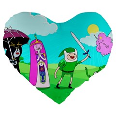 Adventure Time The Legend Of Zelda Parody Large 19  Premium Flano Heart Shape Cushions by Sarkoni