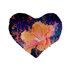 Abstract Art Artistic Bright Colors Contrast Flower Nature Petals Psychedelic Standard 16  Premium Flano Heart Shape Cushions