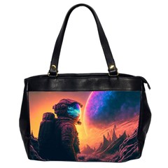 Illustration Trippy Psychedelic Astronaut Landscape Planet Mountains Oversize Office Handbag (2 Sides)