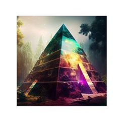 Tropical Forest Jungle Ar Colorful Midjourney Spectrum Trippy Psychedelic Nature Trees Pyramid Square Satin Scarf (30  X 30 )