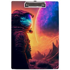Illustration Trippy Psychedelic Astronaut Landscape Planet Mountains A4 Acrylic Clipboard