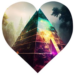 Tropical Forest Jungle Ar Colorful Midjourney Spectrum Trippy Psychedelic Nature Trees Pyramid Wooden Puzzle Heart by Sarkoni