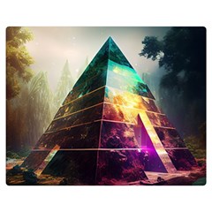 Tropical Forest Jungle Ar Colorful Midjourney Spectrum Trippy Psychedelic Nature Trees Pyramid Premium Plush Fleece Blanket (medium) by Sarkoni