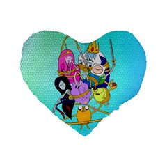 Adventure Time Cartoon Standard 16  Premium Flano Heart Shape Cushions