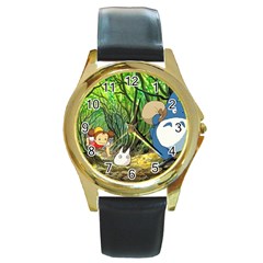 Anime My Neighbor Totoro Jungle Round Gold Metal Watch by Sarkoni