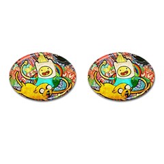 Painting Illustration Adventure Time Psychedelic Art Cufflinks (oval)