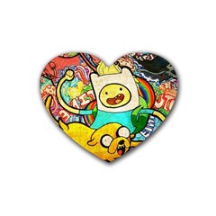 Painting Illustration Adventure Time Psychedelic Art Rubber Coaster (heart)