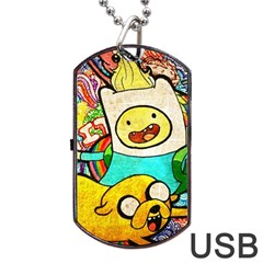 Painting Illustration Adventure Time Psychedelic Art Dog Tag Usb Flash (two Sides)