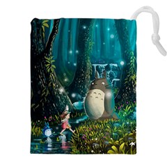 Anime My Neighbor Totoro Jungle Natural Drawstring Pouch (4xl) by Sarkoni