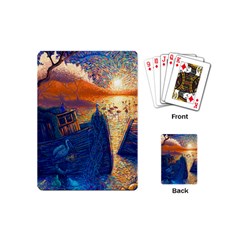 Digital Art Fantasy Impressionism Painting Ship Boat Psychedelic Peacock Mushroom Flamingos Hipwreck Playing Cards Single Design (mini)