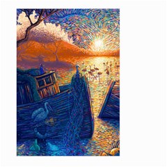 Digital Art Fantasy Impressionism Painting Ship Boat Psychedelic Peacock Mushroom Flamingos Hipwreck Large Garden Flag (two Sides)