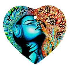 Color Detail Dream Fantasy Neon Psychedelic Teaser Heart Ornament (two Sides)