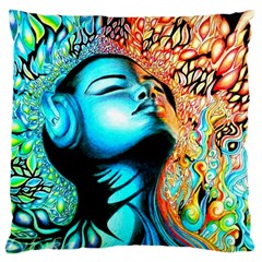 Color Detail Dream Fantasy Neon Psychedelic Teaser Large Premium Plush Fleece Cushion Case (one Side)