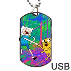 Jake And Finn Adventure Time Landscape Forest Saturation Dog Tag Usb Flash (two Sides) by Sarkoni