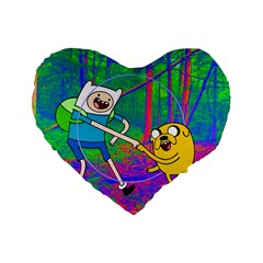 Jake And Finn Adventure Time Landscape Forest Saturation Standard 16  Premium Flano Heart Shape Cushions