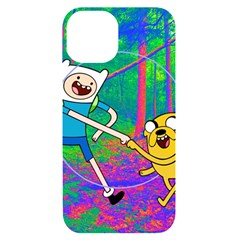 Jake And Finn Adventure Time Landscape Forest Saturation Iphone 14 Black Uv Print Case by Sarkoni