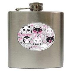 Big Set With Cute Cartoon Animals Bear Panda Bunny Penguin Cat Fox Hip Flask (6 Oz) by Bedest