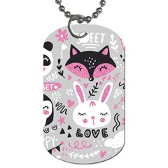 Big Set With Cute Cartoon Animals Bear Panda Bunny Penguin Cat Fox Dog Tag (two Sides) by Bedest