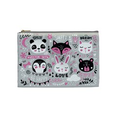 Big Set With Cute Cartoon Animals Bear Panda Bunny Penguin Cat Fox Cosmetic Bag (medium) by Bedest