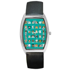 Different Type Vector Cartoon Dog Faces Barrel Style Metal Watch by Bedest