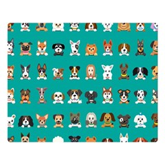 Different Type Vector Cartoon Dog Faces Premium Plush Fleece Blanket (large) by Bedest