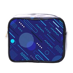 Classic Blue Background Abstract Style Mini Toiletries Bag (one Side) by Bedest