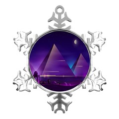 Egyptian Pyramids Night Landscape Cartoon Metal Small Snowflake Ornament