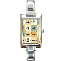 Egyptian Flat Style Icons Rectangle Italian Charm Watch