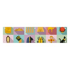 Egypt Icons Set Flat Style Banner and Sign 4  x 1 