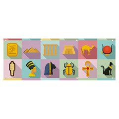 Egypt Icons Set Flat Style Banner and Sign 8  x 3 