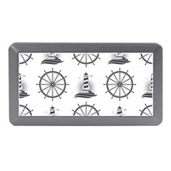 Marine Nautical Seamless Pattern With Vintage Lighthouse Wheel Memory Card Reader (mini)