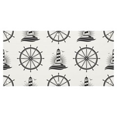 Marine Nautical Seamless Pattern With Vintage Lighthouse Wheel Banner And Sign 6  X 3 