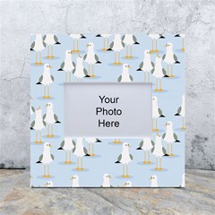 Cute Seagulls Seamless Pattern Light Blue Background White Box Photo Frame 4  X 6  by Bedest