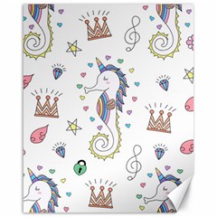 Seamless Pattern Cute Unicorn Cartoon Hand Drawn Canvas 16  X 20  by Bedest