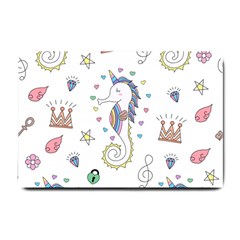 Seamless Pattern Cute Unicorn Cartoon Hand Drawn Small Doormat by Bedest