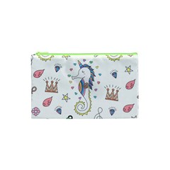 Seamless Pattern Cute Unicorn Cartoon Hand Drawn Cosmetic Bag (xs) by Bedest