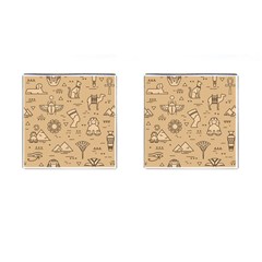 Egyptian Seamless Pattern Symbols Landmarks Signs Egypt Cufflinks (square) by Bedest