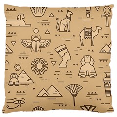 Egyptian Seamless Pattern Symbols Landmarks Signs Egypt Large Premium Plush Fleece Cushion Case (two Sides) by Bedest