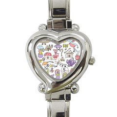 Fantasy Things Doodle Style Vector Illustration Heart Italian Charm Watch by Bedest